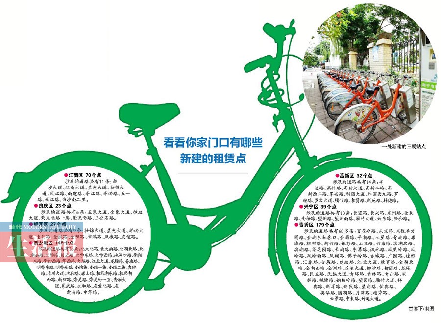 南宁新增500个公共自行车租赁点 哪个在你家门口?